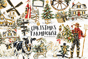 Christmas Farmhouse Clipart
