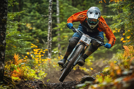 Mountain biker on forest trail, a Photo by Beautiful things