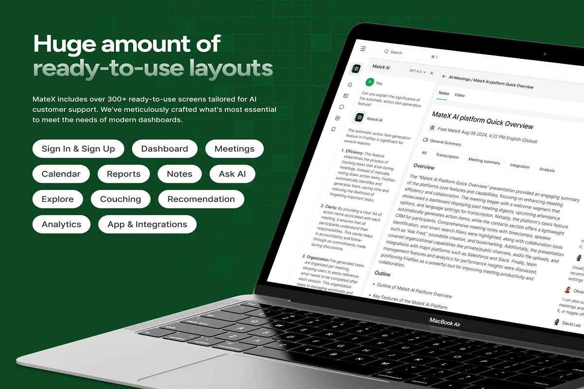 MateX - AI Meeting Assistants UI Kit, an UI Kit Template by Lumina_ui_ux202 (Photo 3 of 7)