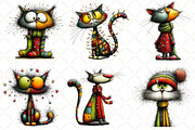 Whimsical Christmas Cats Clipart, an Illustration by Black Bird Studio (Thumbnail 5 of 6)