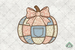Coquette Denim Pumpkin Halloween, an Illustration by Craft Nest