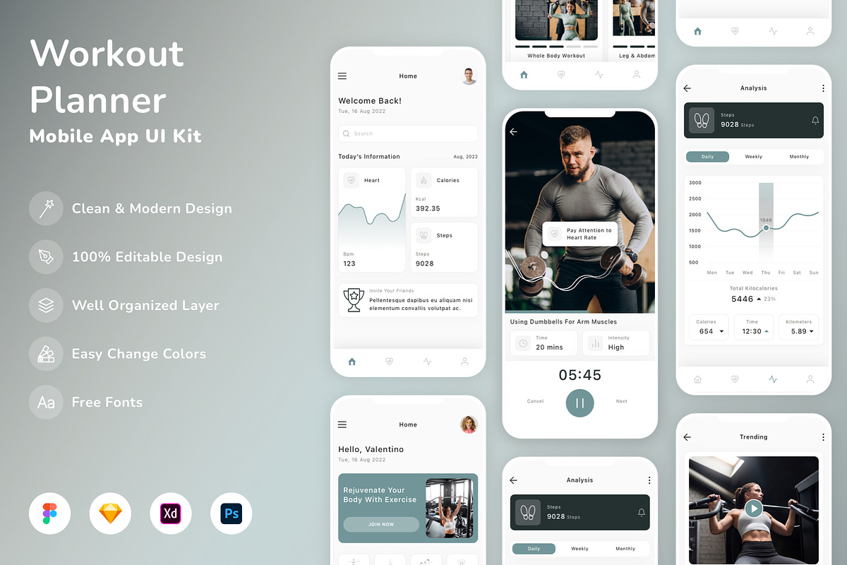 Workout Planner Mobile App UI Kit, an UI Kit Template by Betush