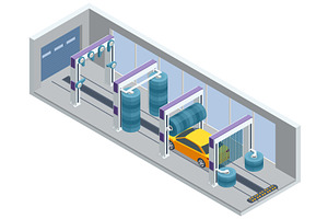 Isometric Car washing machine. Auto, a Transportation Illustration by Golden Sikorka