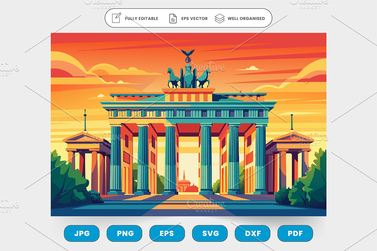 brandenburg gate berlin abstract vec, a Graphic by SaroStock