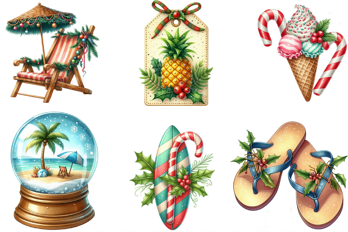 Watercolor Christmas in July Clipart, an Illustration by Designking (Photo 2 of 4)