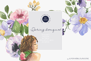 Spring bouquet watercolor clipart