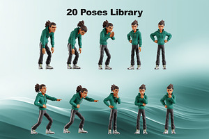 Man Dreadlocks 3D Poses Library V2