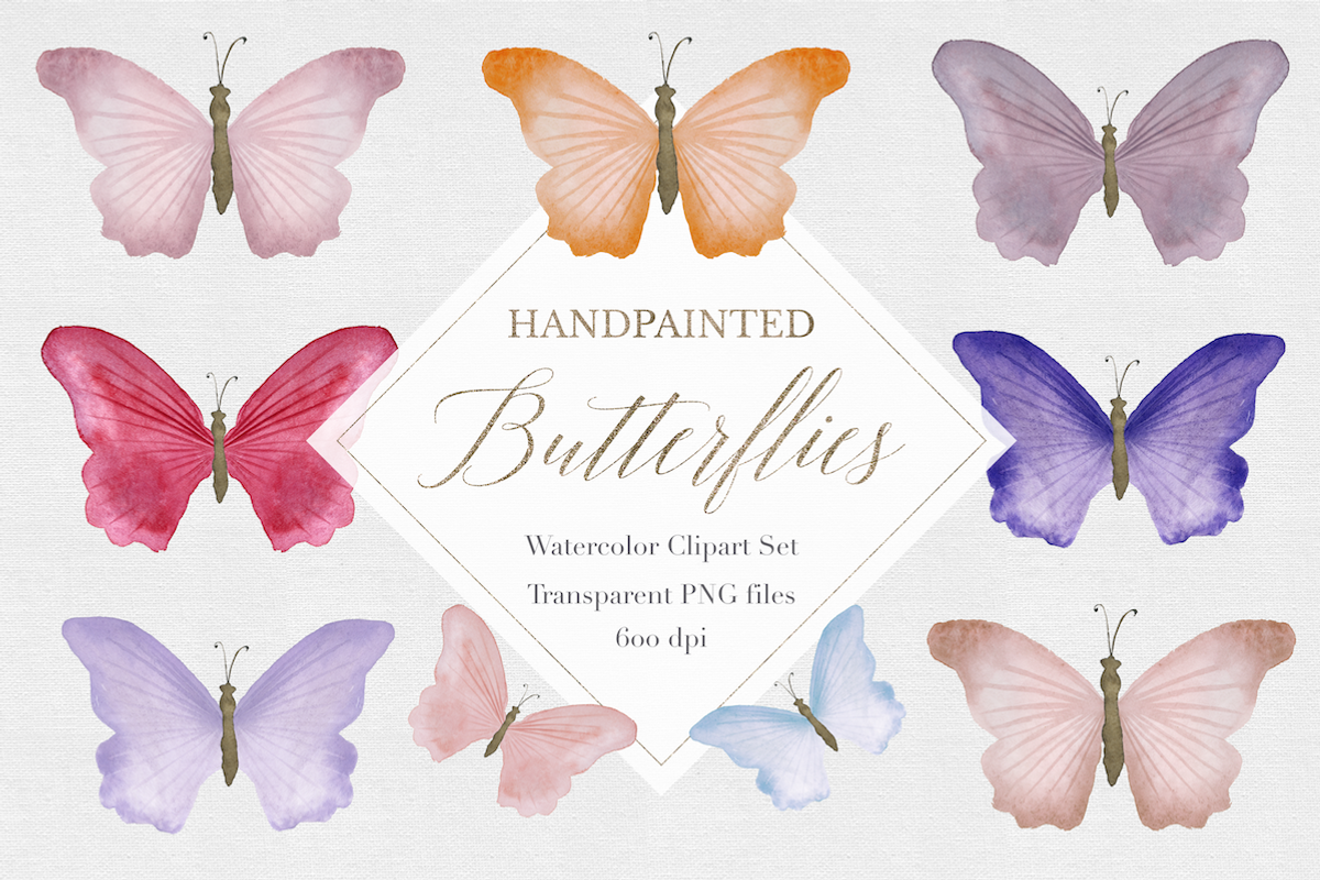 Watercolor Butterfly Clipart, an Illustration by The Autumn Rabbit Ltd