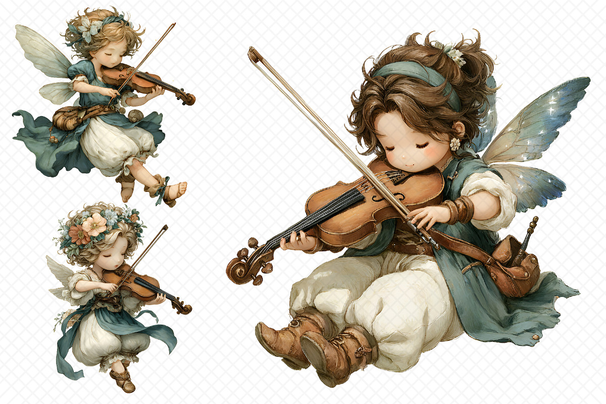 Whimsical Fairy Violin Clipart, an Illustration by cherrydesign (Photo 2 of 3)