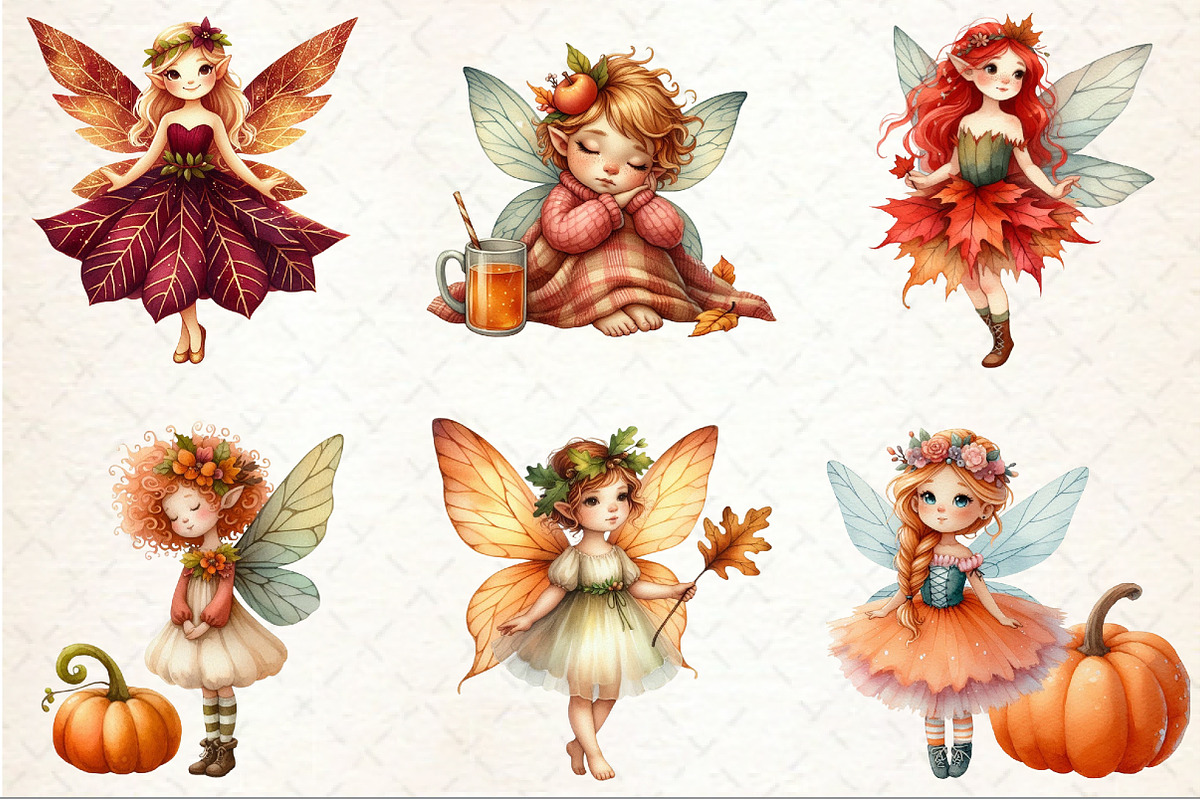 Watercolor Fall Cute Fairy Clipart, an Illustration by Rose Art (Photo 4 of 5)