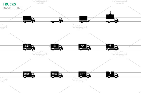 Truck Icons On White