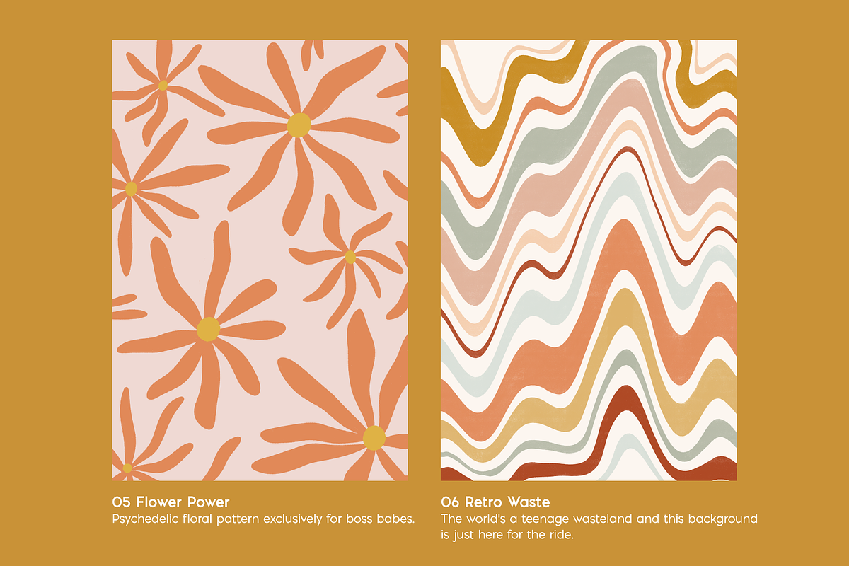 Retro 70s Waves Background Bundle, a Pattern Graphic by cassi has hobbies (Photo 5 of 9)