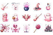Pink Halloween Clipart, an Illustration by Designking (Thumbnail 2 of 5)