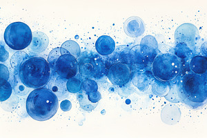 Abstract Blue Watercolor Circles Pai, a Photo by Pixeness Studio