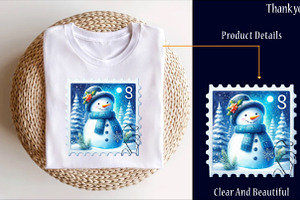 Christmas Snowman Postage Stamps Png