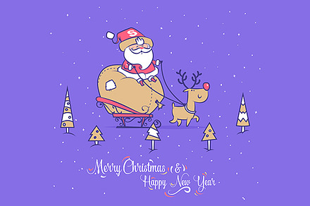 Santa and deer. Merry Christmas