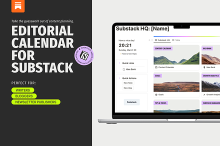 Editorial Calendar For Substack, a Templates & Theme by Orbit Studio Shop
