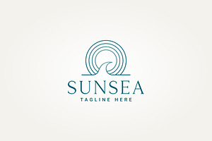 simple sun and ocean wave icon logo, a Branding & Logo Template by Blazybone