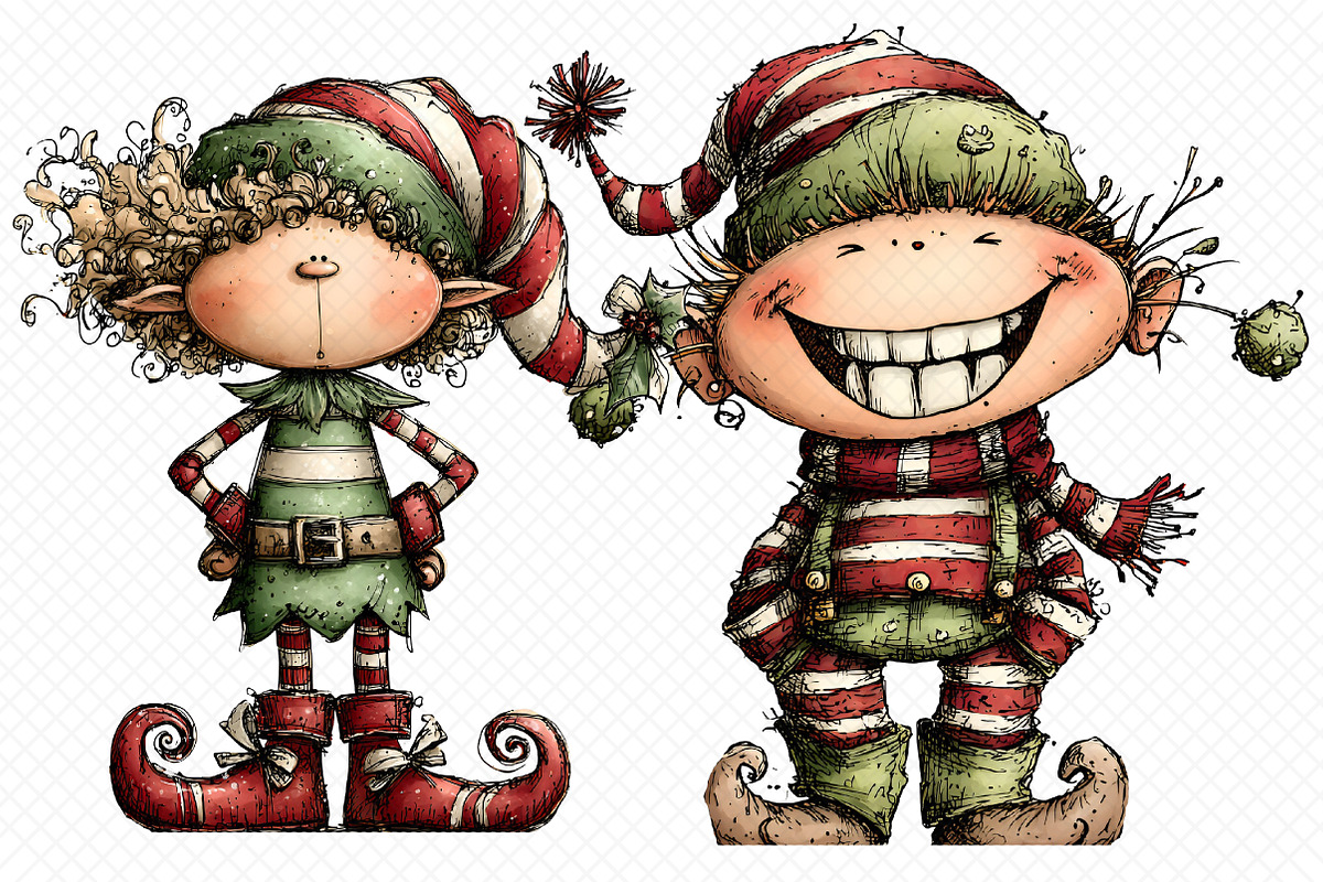 Christmas Cartoon Funny Elf Clipart, an Illustration by cherrydesign (Photo 2 of 3)