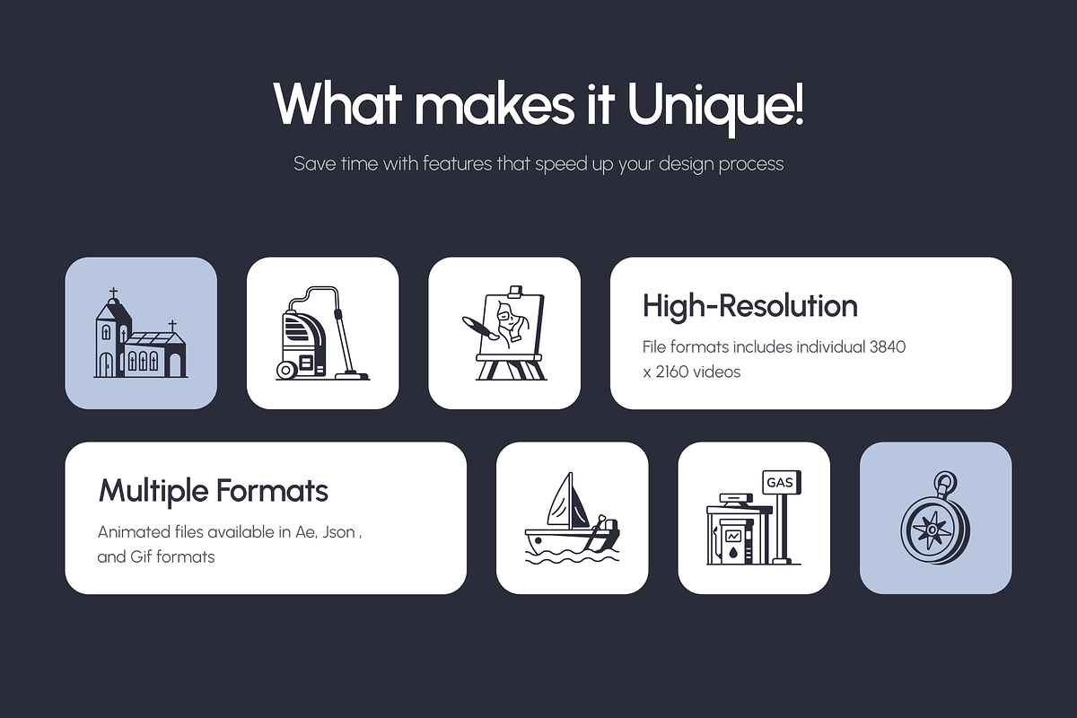 Animated Explore Line Icons, an Outline Icon by Prosymbols (Photo 2 of 4)