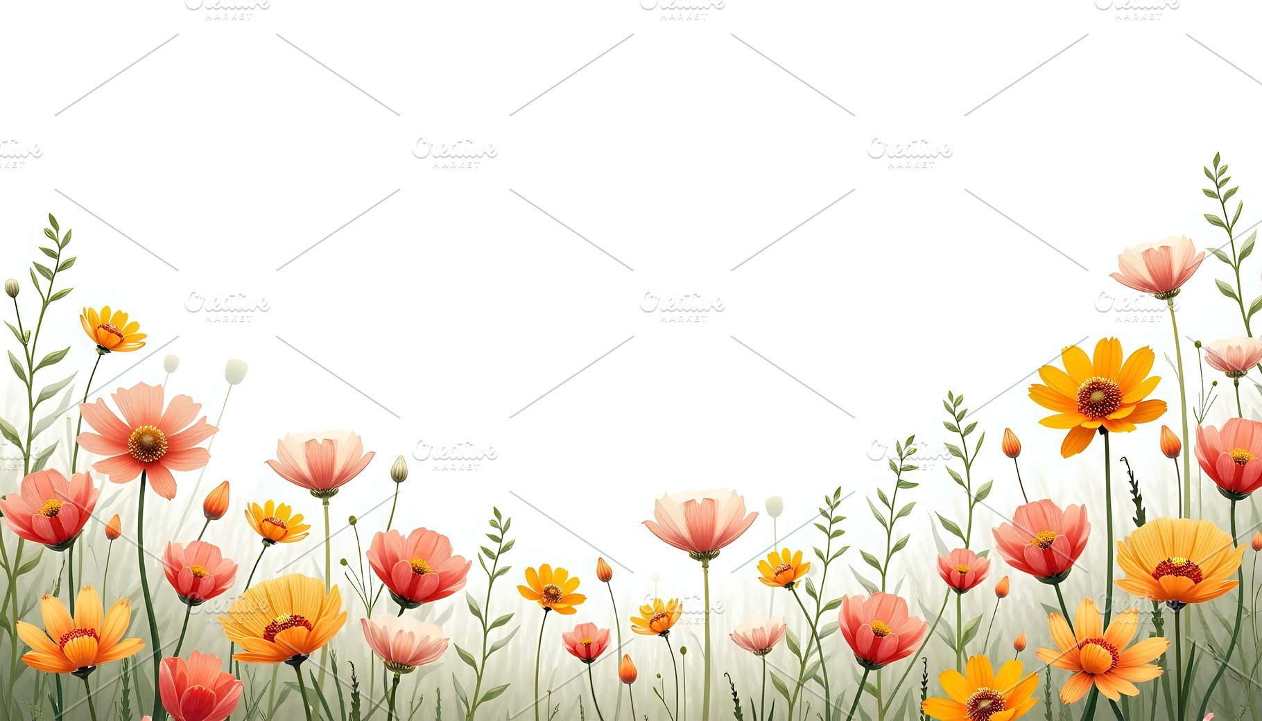 Wild Meadow Flowers With White Text, a Photo by LOGOCREATIVE