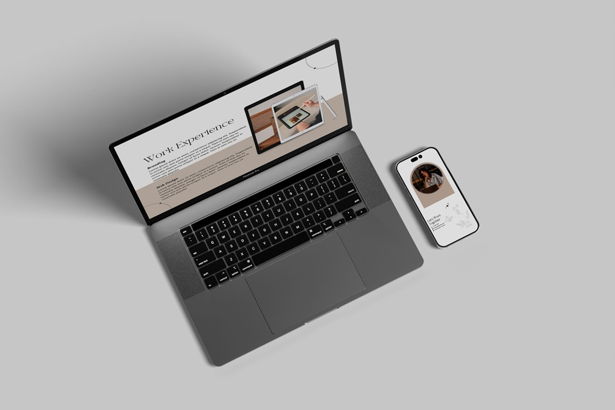 Laptop and iPhone mockup, a Wearable Device Mockup by Creative_A23 (Photo 6 of 6)