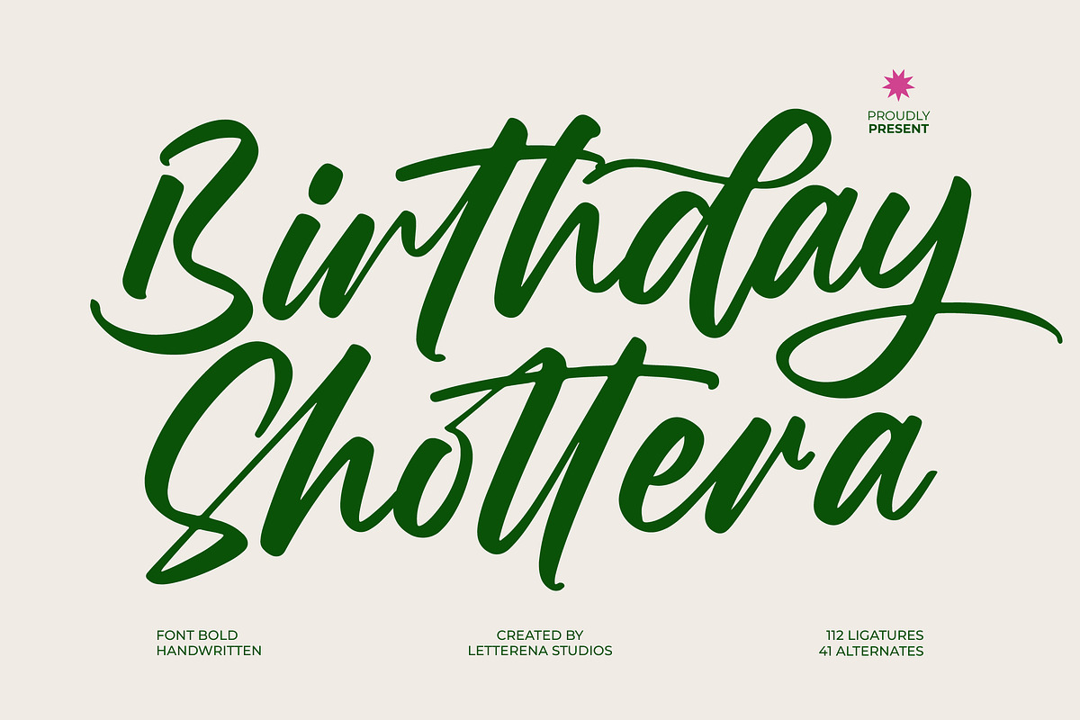 Birthday Shottera Bold Handwritten, a Script Font by Letterena Studios Script (Photo 1 of 20)