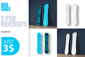 2PSD mockups with snowboard