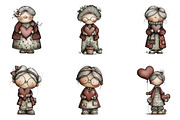 Whimsical Grandma Holding Heart Clip, an Illustration by designcity5 (Thumbnail 3 of 5)