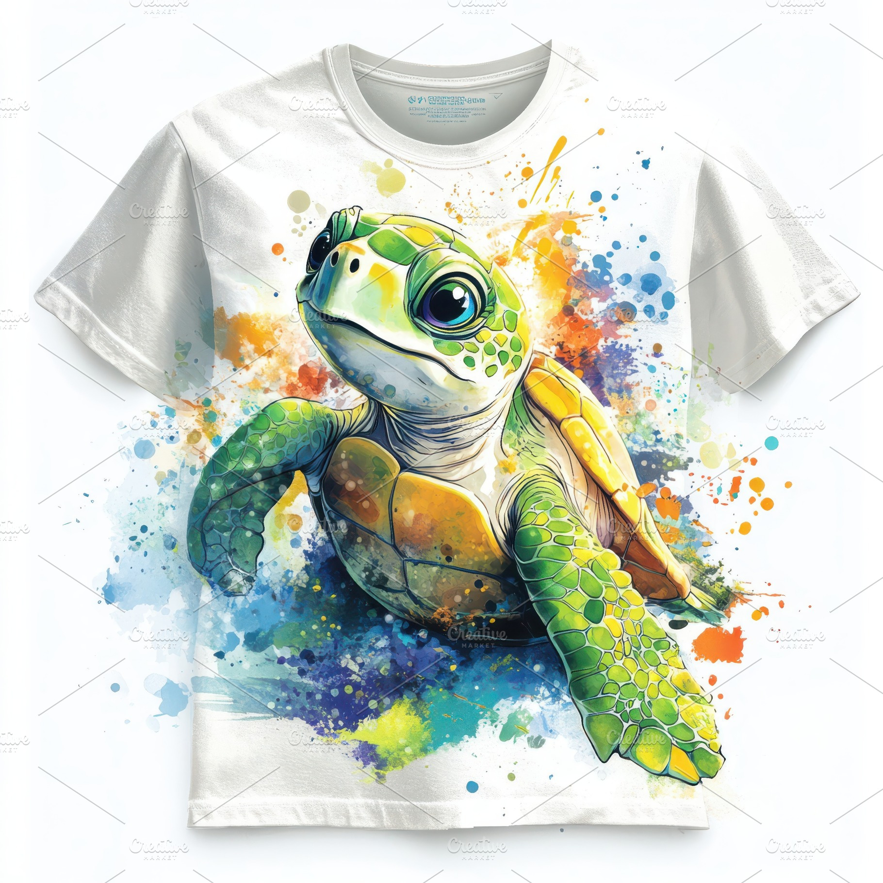 Cute Sea Turtle Watercolor T-Shirt D, a Beauty & Fashion Photo by Pixeness Studio