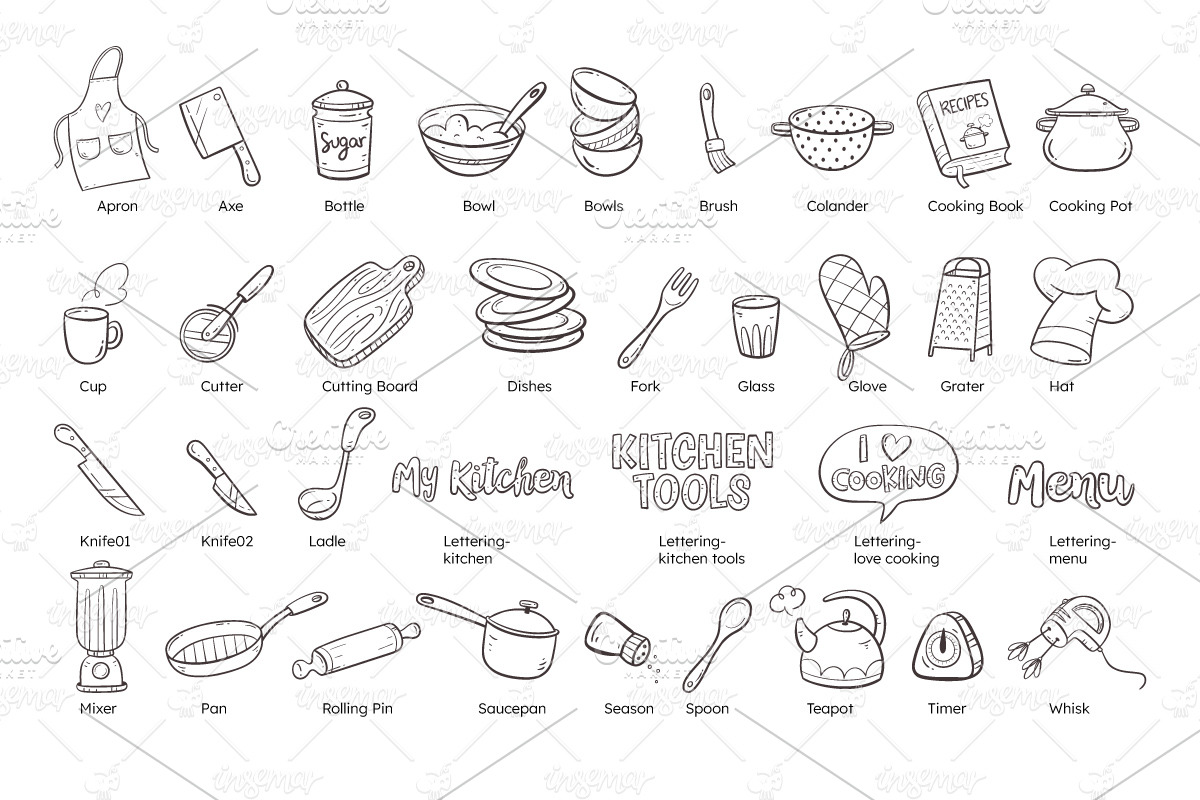 Kitchen Doodles - Cooking Utensils, an Object Illustration by insemar (Photo 2 of 5)
