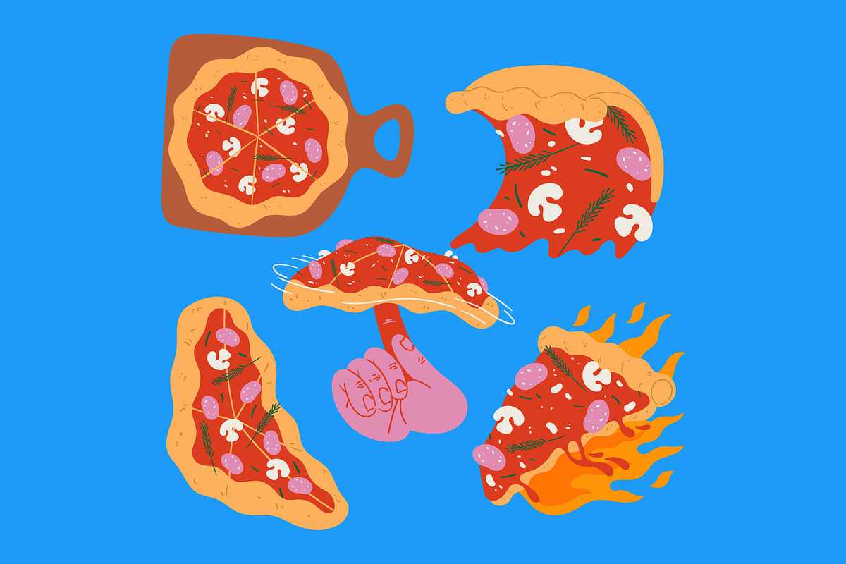 Blue Pizza Box Illustration, a Food Illustration by graphicook