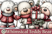 Whimsical Christmas Teddy Bear Clipa, a Seasonal Illustration by YA Design (Thumbnail 1 of 7)
