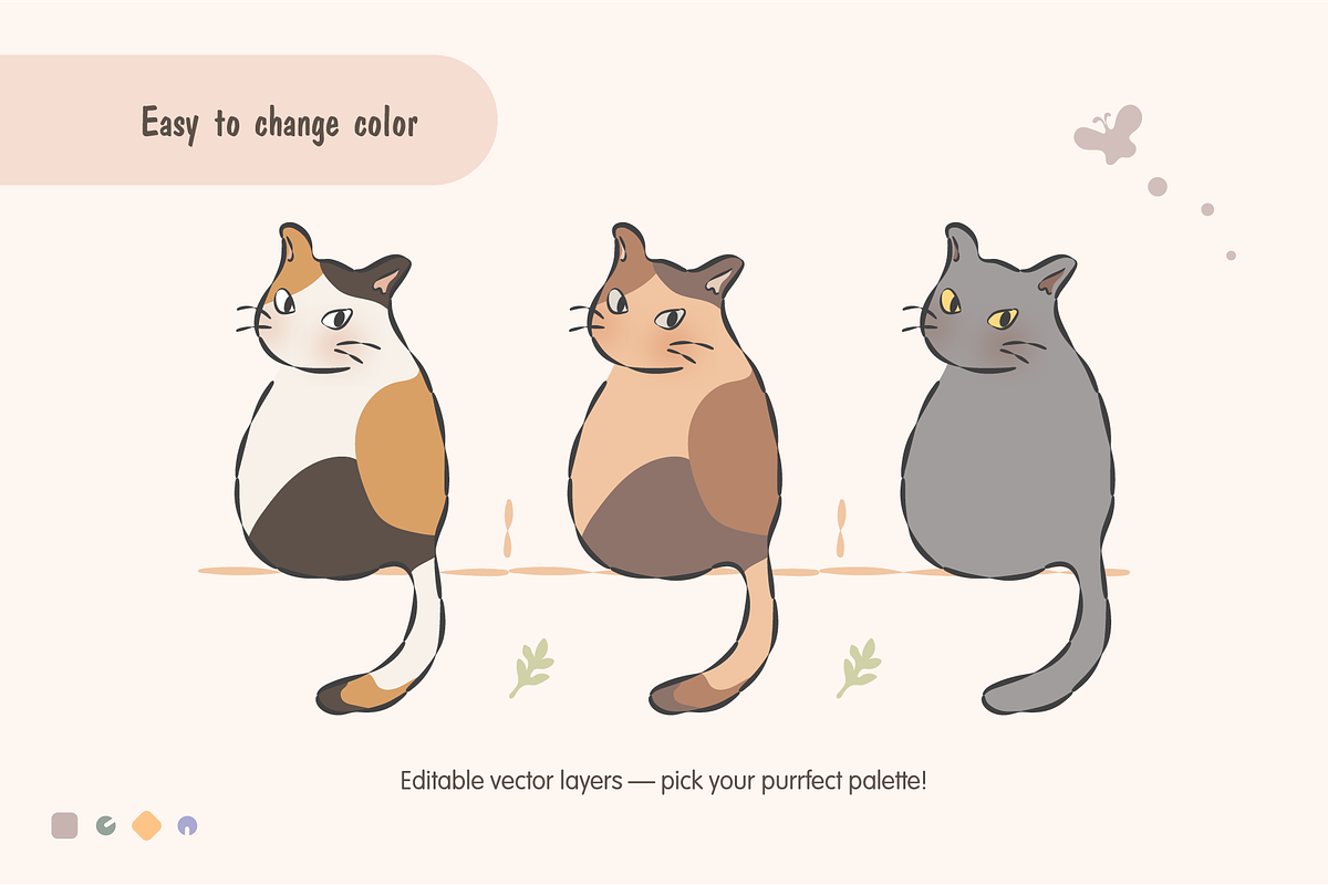 Sassy Whiskers – Cute Cat Vector Set, an Animal Illustration by feverfew.an (Photo 6 of 11)