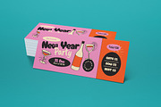 Pink Quirky New Year Party Ticket, a Card Template by graphicook (Thumbnail 2 of 3)