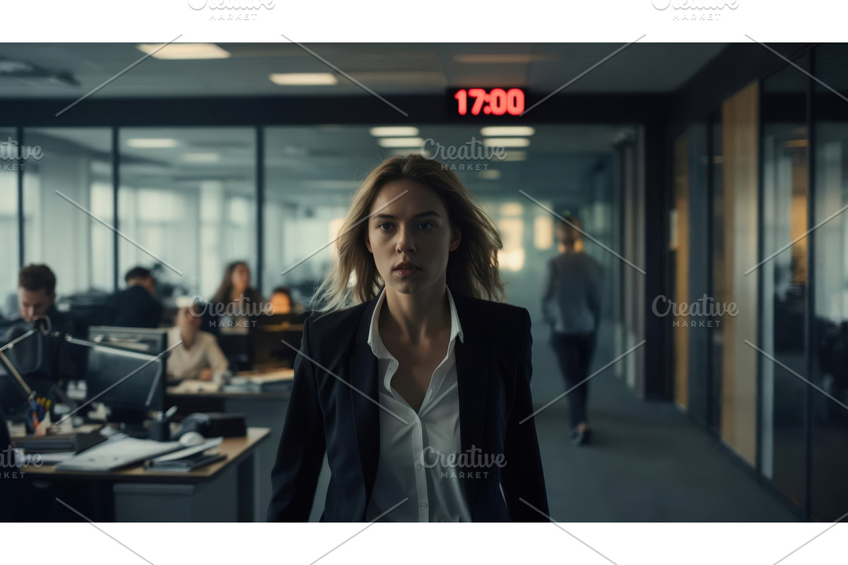 Businesswoman walking through modern, an Illustration by tilialucida