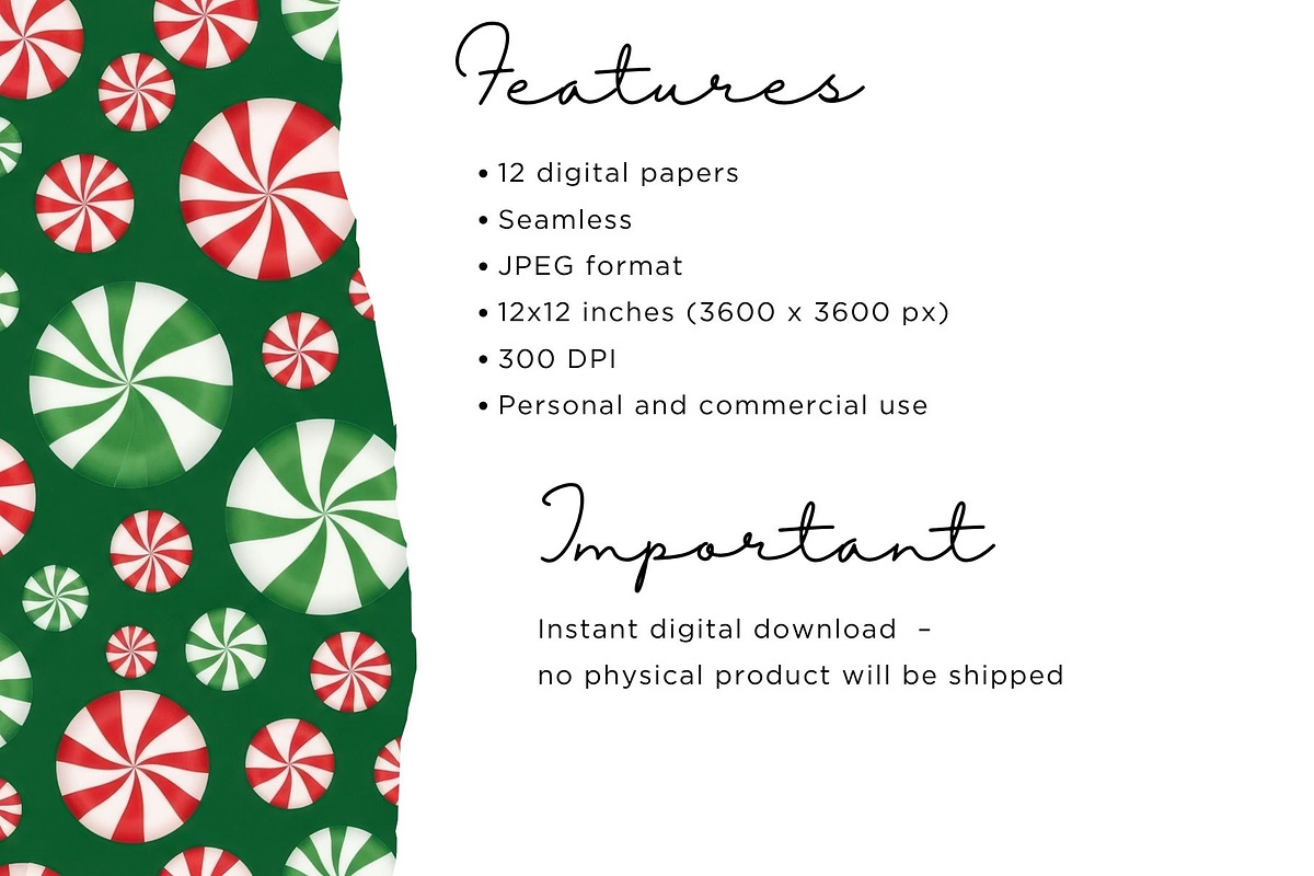 Peppermint Christmas Seamless, an Illustration by Mashimara (Photo 4 of 5)