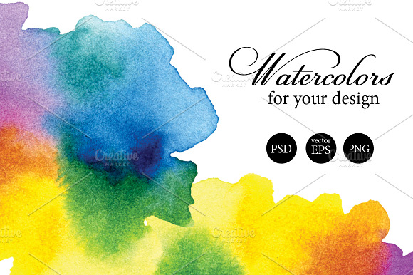 Set of 5 watercolor splashes preview 4