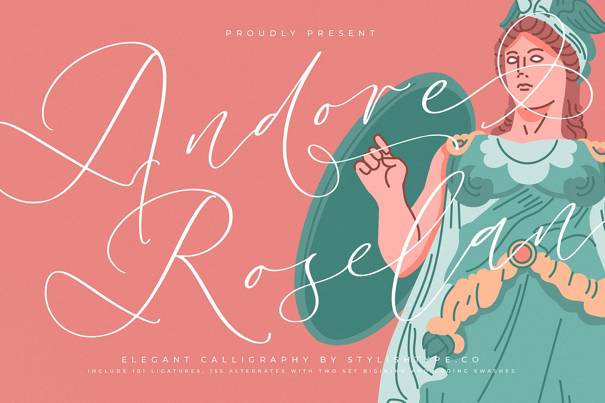 Andore Roselan Elegant Calligraphy, a Script Font by stylishtype.co (Photo 1 of 20)