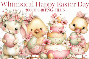 Whimsical Happy Easter Day Clipart, an Illustration by Designworld