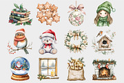 Watercolor Neutral Christmas Clipart, a Seasonal Illustration by Design Market (Thumbnail 5 of 5)