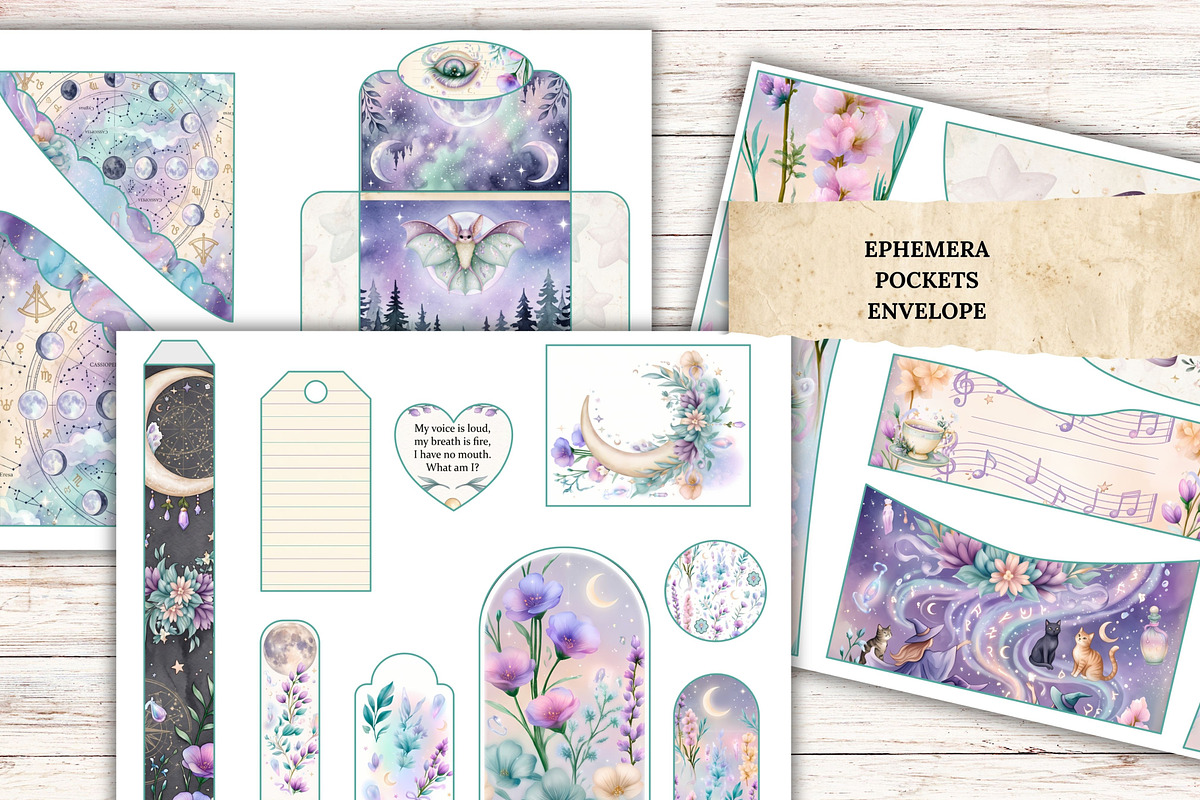 Magical Moon Junk Journal Kit V2, a Decorative Illustration by Print Haven Mochi Vintage (Photo 3 of 5)
