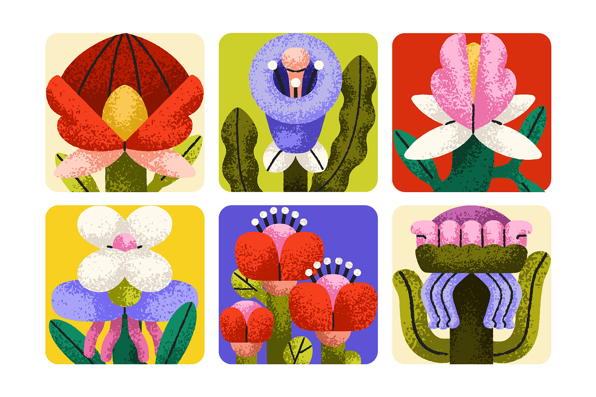 Abstract flowers, poster designs set, a Decorative Illustration by Good Studio (Photo 3 of 8)
