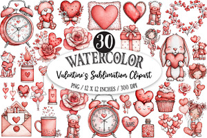30 Valentine's Sublimation Clipart, an Illustration by Designking