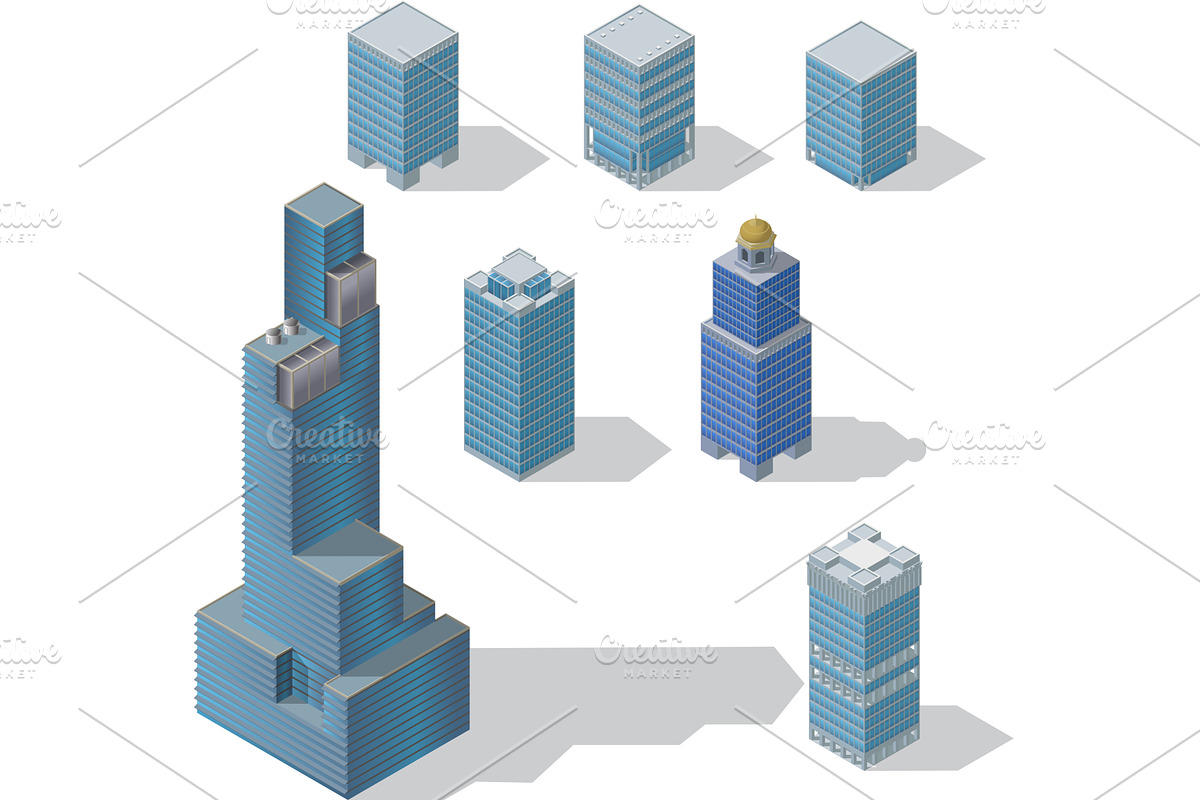 skyscraper set 1, an Illustration by piter.goskov