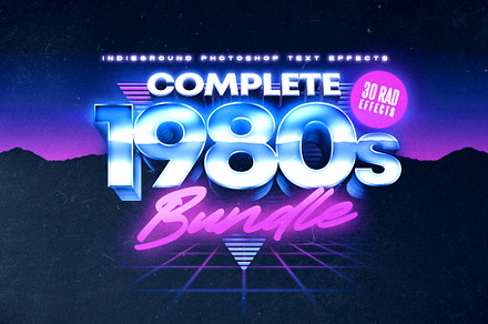 80s Text Effects Complete Bundle, a Layer Style Add-On by Indieground Design Inc.