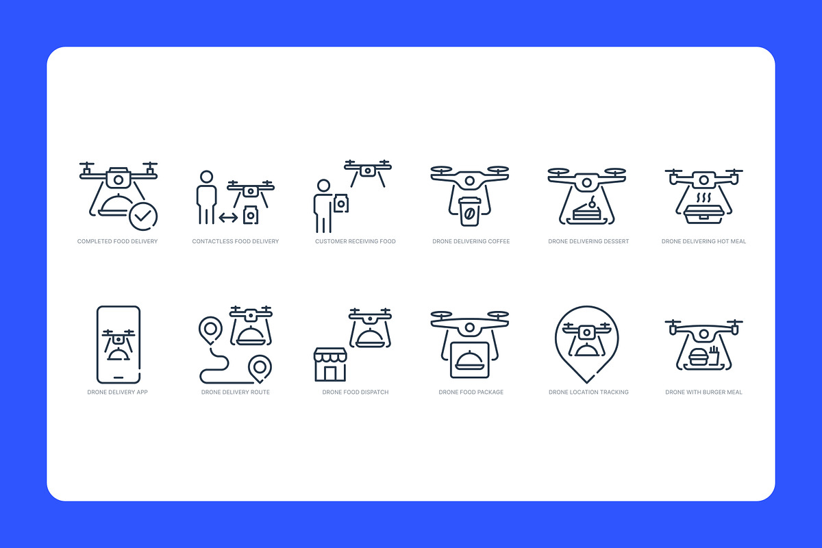 Food Delivery Drone Icon Set, a Duotone Icon by Eklip Studio (Photo 2 of 4)