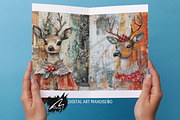 Cute Xmas Deer, Shabby Journal Pages, a Seasonal Illustration by Digital Art Mahdiseño (Thumbnail 10 of 10)