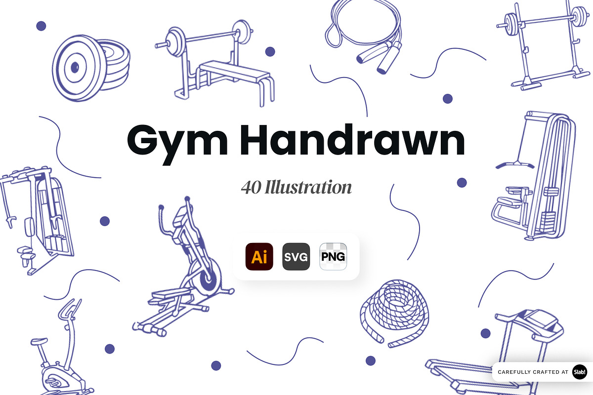 Gym Handrawn Illustration Pack, an Object Graphic by SLAB! Design (Photo 1 of 2)