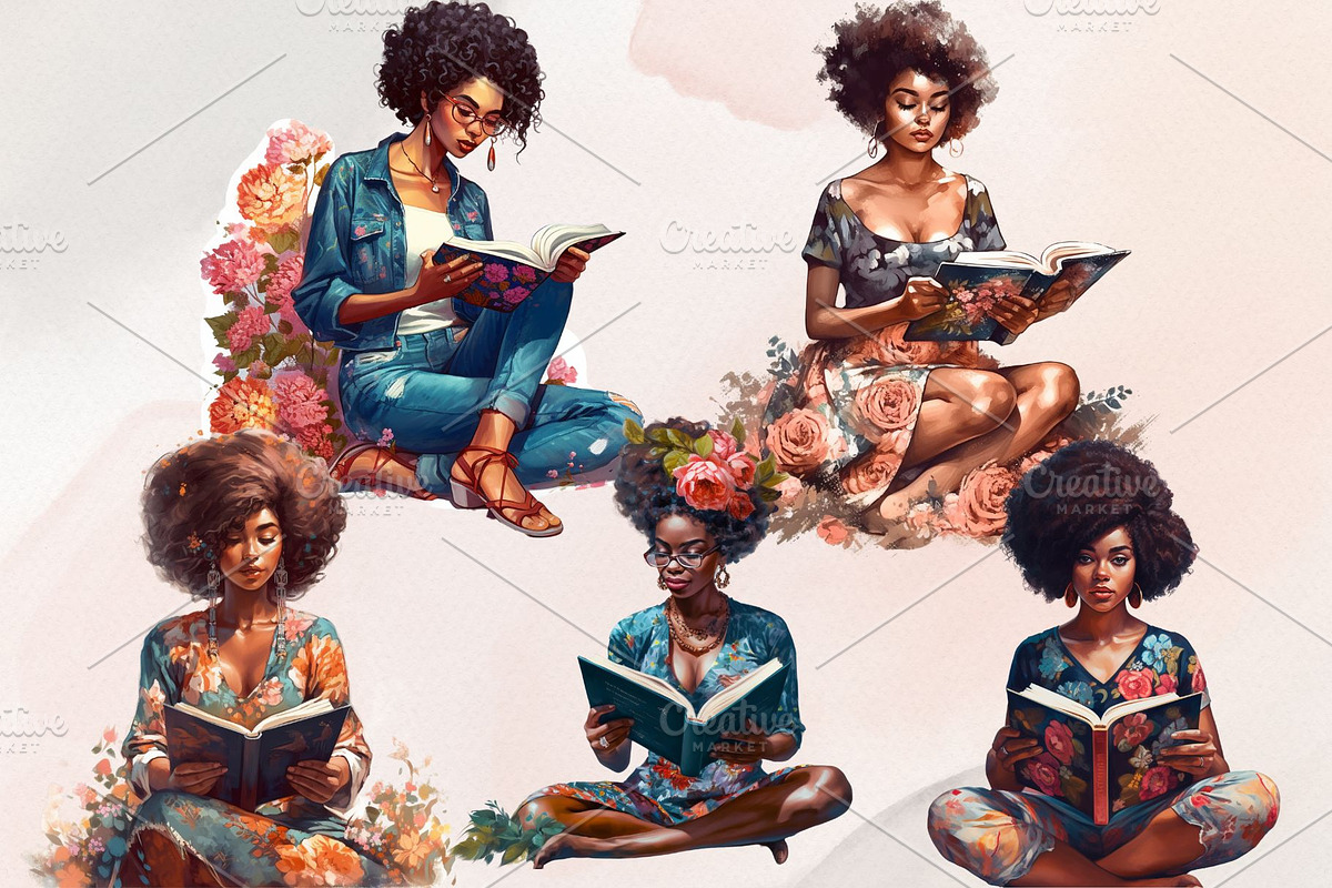 Study Black Girl Magic Clipart Set, an Illustration by Jalina Clipart Studio (Photo 2 of 6)